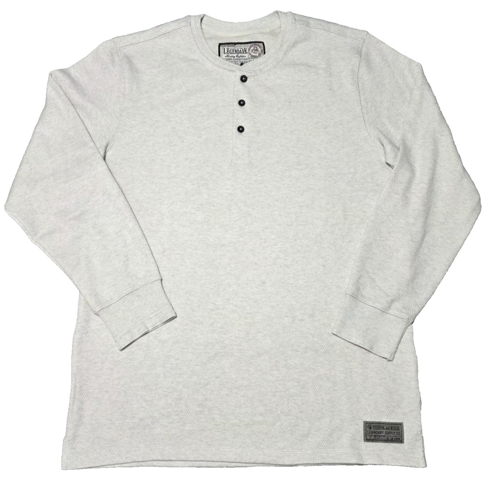 Legendary Whitetails Tough As Buck Henley Shirt Men's Large Off-White Thermal LG